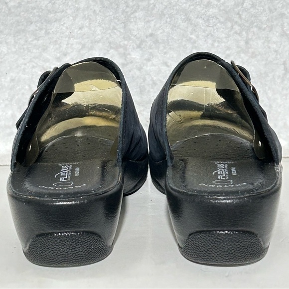 Flexus Womens Black Decca Leather 2-Strap Slide Wedge Sandals SZ EU 39 US 8.5 - Picture 4 of 12